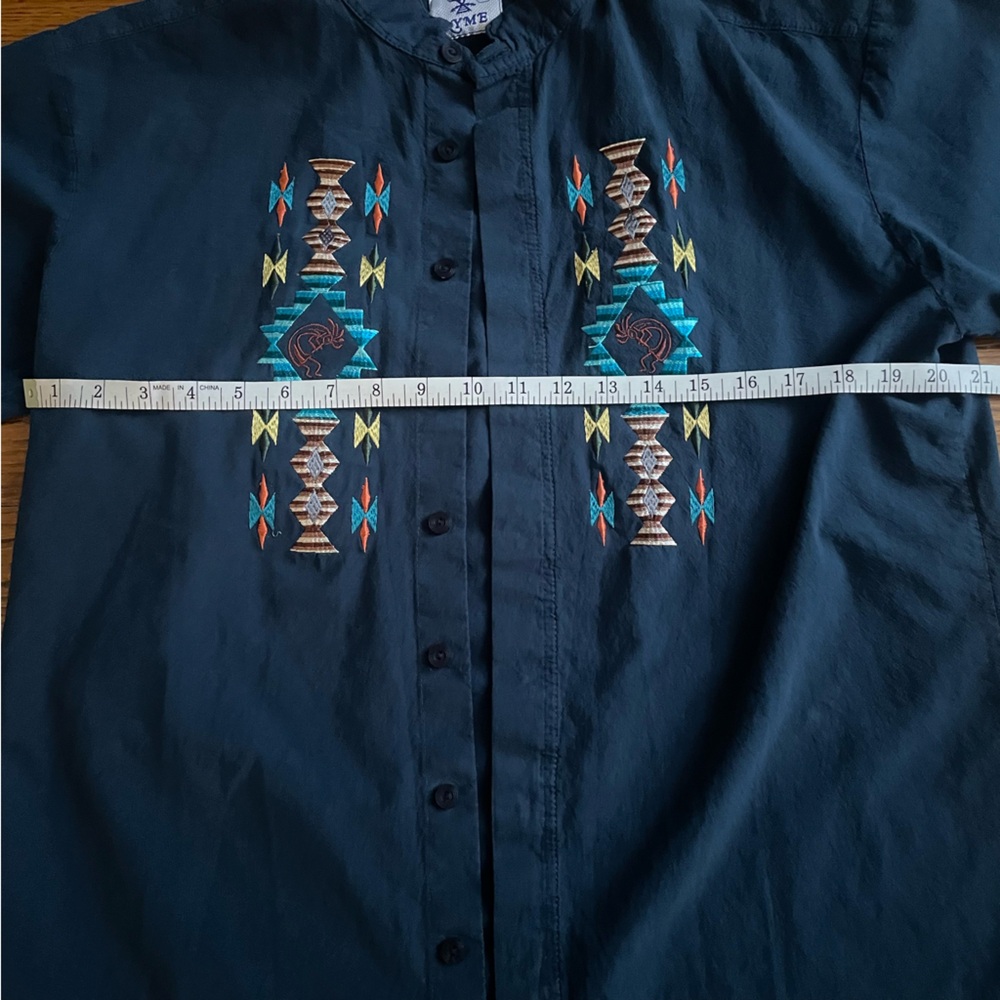 Embroidered Short Sleeve Button Down Shirt - Picture 2 of 7